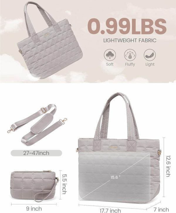 LOVEVOOK Tote Bag for Women, Large Puffer Tote Bag with Zipper Quilted Light Work Bag - Image 28