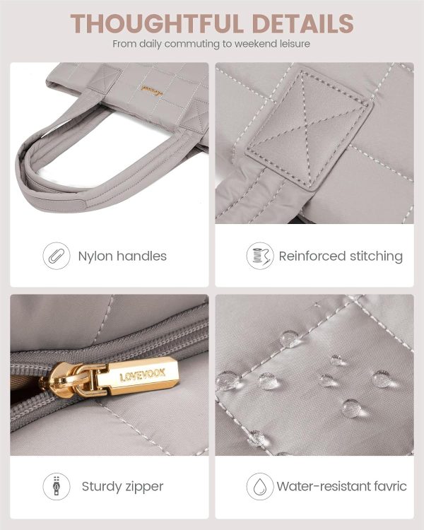 LOVEVOOK Tote Bag for Women, Large Puffer Tote Bag with Zipper Quilted Light Work Bag - Image 31