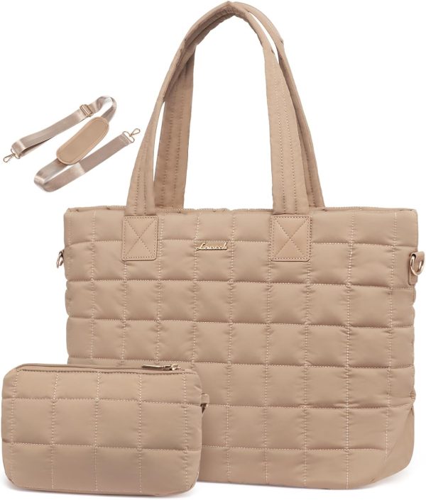 LOVEVOOK Tote Bag for Women, Large Puffer Tote Bag with Zipper Quilted Light Work Bag - Image 32