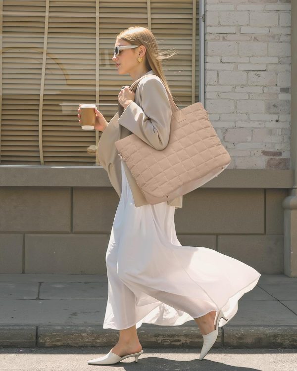 LOVEVOOK Tote Bag for Women, Large Puffer Tote Bag with Zipper Quilted Light Work Bag - Image 33