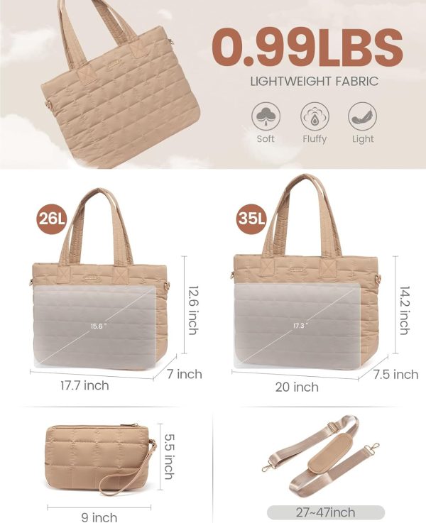 LOVEVOOK Tote Bag for Women, Large Puffer Tote Bag with Zipper Quilted Light Work Bag - Image 35