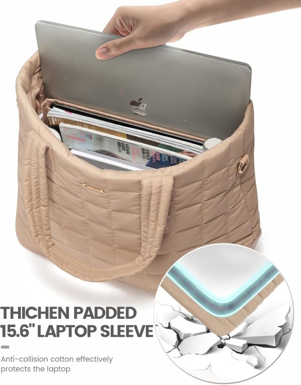 LOVEVOOK Tote Bag for Women, Large Puffer Tote Bag with Zipper Quilted Light Work Bag - Image 36