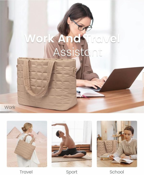 LOVEVOOK Tote Bag for Women, Large Puffer Tote Bag with Zipper Quilted Light Work Bag - Image 38