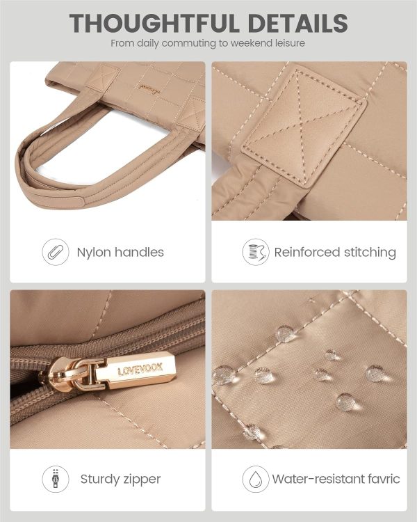 LOVEVOOK Tote Bag for Women, Large Puffer Tote Bag with Zipper Quilted Light Work Bag - Image 39