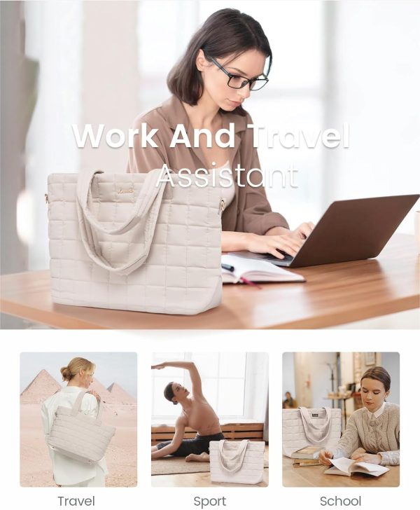 LOVEVOOK Tote Bag for Women, Large Puffer Tote Bag with Zipper Quilted Light Work Bag - Image 43