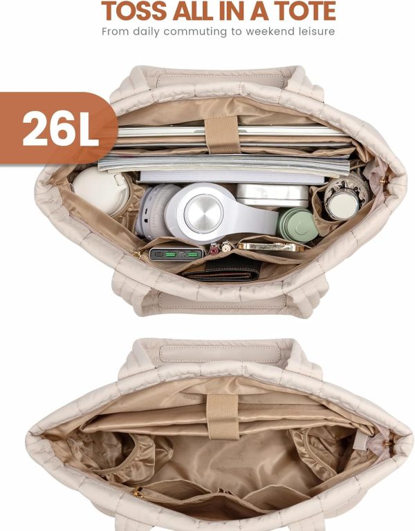 LOVEVOOK Tote Bag for Women, Large Puffer Tote Bag with Zipper Quilted Light Work Bag - Image 44