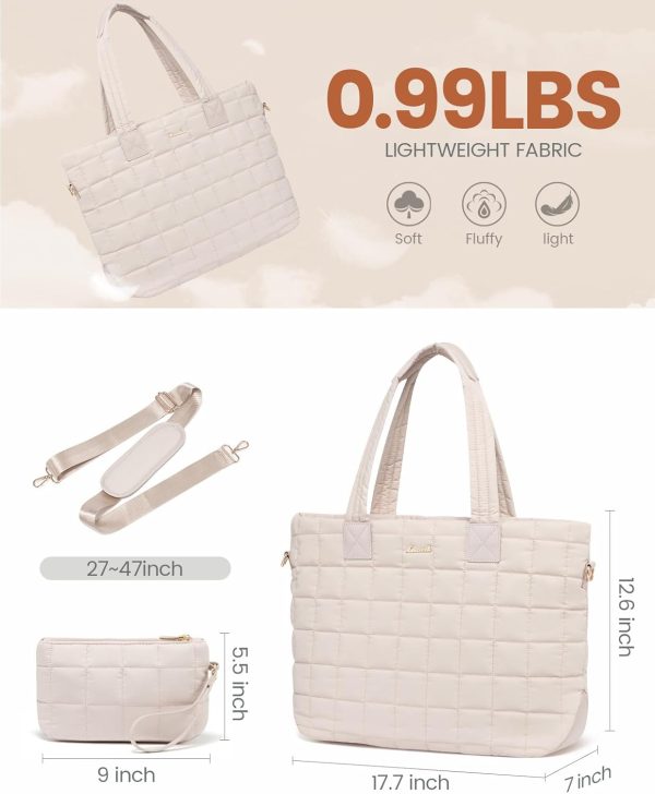 LOVEVOOK Tote Bag for Women, Large Puffer Tote Bag with Zipper Quilted Light Work Bag - Image 45