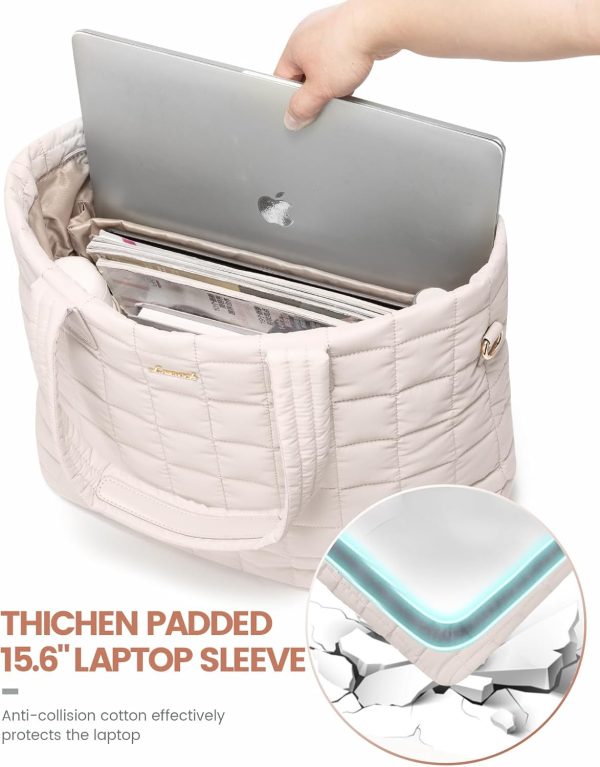 LOVEVOOK Tote Bag for Women, Large Puffer Tote Bag with Zipper Quilted Light Work Bag - Image 46