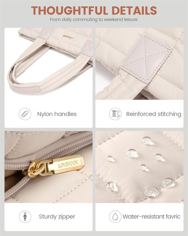 LOVEVOOK Tote Bag for Women, Large Puffer Tote Bag with Zipper Quilted Light Work Bag - Image 47