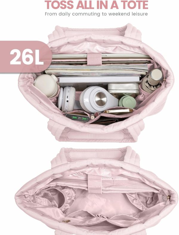 LOVEVOOK Tote Bag for Women, Large Puffer Tote Bag with Zipper Quilted Light Work Bag - Image 51