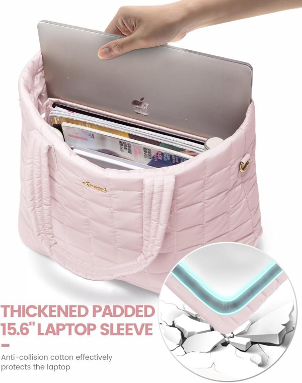 LOVEVOOK Tote Bag for Women, Large Puffer Tote Bag with Zipper Quilted Light Work Bag - Image 52