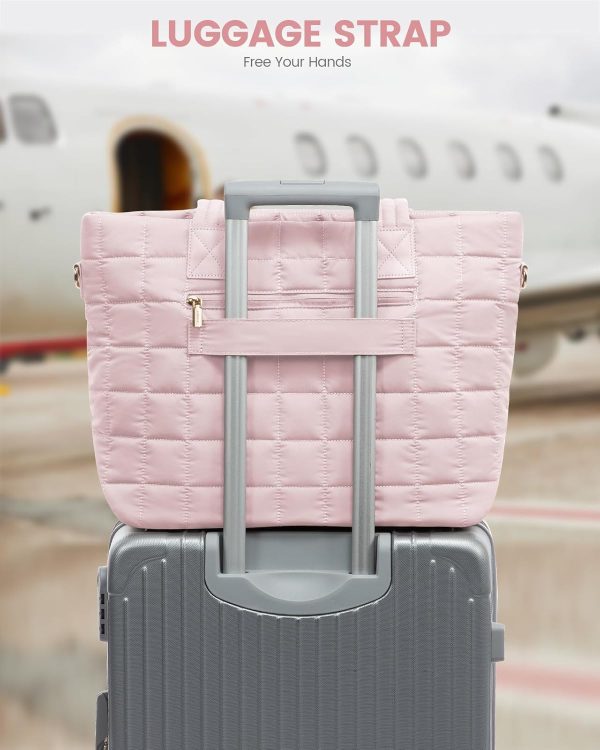 LOVEVOOK Tote Bag for Women, Large Puffer Tote Bag with Zipper Quilted Light Work Bag - Image 54
