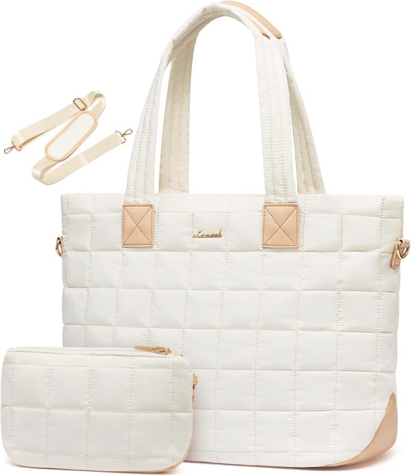 LOVEVOOK Tote Bag for Women, Large Puffer Tote Bag with Zipper Quilted Light Work Bag - Image 57