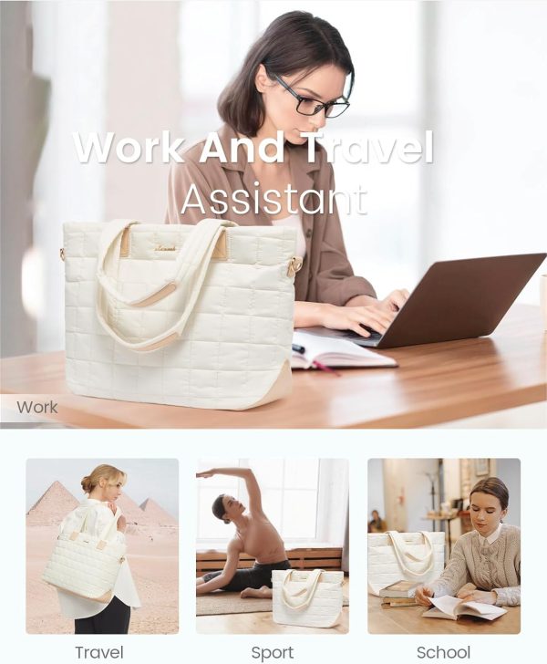 LOVEVOOK Tote Bag for Women, Large Puffer Tote Bag with Zipper Quilted Light Work Bag - Image 58
