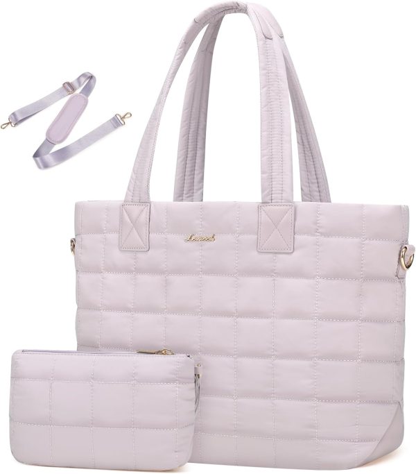 LOVEVOOK Tote Bag for Women, Large Puffer Tote Bag with Zipper Quilted Light Work Bag - Image 63