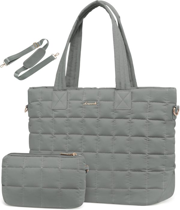 LOVEVOOK Tote Bag for Women, Large Puffer Tote Bag with Zipper Quilted Light Work Bag - Image 65