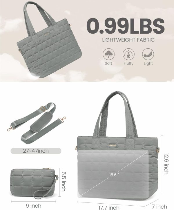 LOVEVOOK Tote Bag for Women, Large Puffer Tote Bag with Zipper Quilted Light Work Bag - Image 68