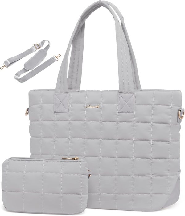 LOVEVOOK Tote Bag for Women, Large Puffer Tote Bag with Zipper Quilted Light Work Bag - Image 73