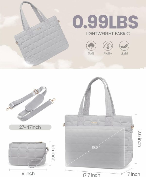 LOVEVOOK Tote Bag for Women, Large Puffer Tote Bag with Zipper Quilted Light Work Bag - Image 76