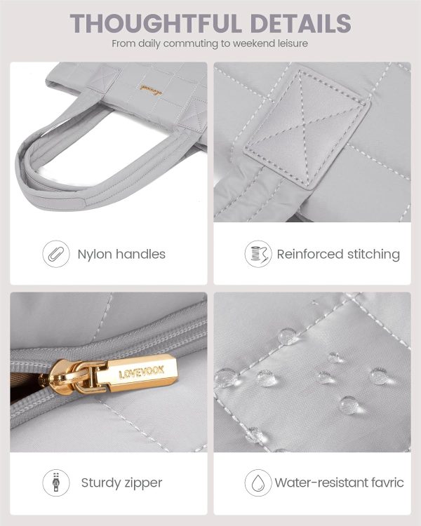 LOVEVOOK Tote Bag for Women, Large Puffer Tote Bag with Zipper Quilted Light Work Bag - Image 80